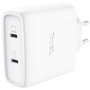 Trust Cargador de Pared USB-C GaN Maxo 65W 25526 - 2 Puertos Tipo-C PD 3.0 + PPS - Carga Rápida para Portátil, Tablet y Smartphone - Con Cable USB-C de 2m Incluido